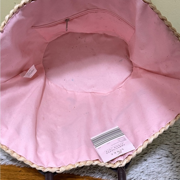 Rosé All Day Straw Tote Bag with Pink Lining - Picture 5 of 7